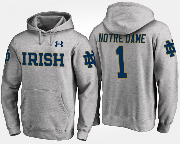 #1 Name and Number Irish No.1 Men Gray Hoodie 317811-592