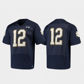 #12 College Football University of Notre Dame Authentic Men's Navy Jersey 255048-268