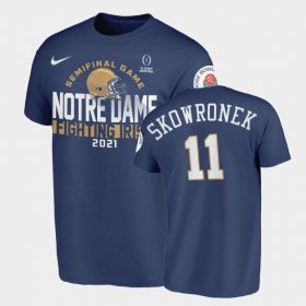 #11 Ben Skowronek 2021 Rose Bowl Fighting Irish Men Blue T-Shirt 172872-144