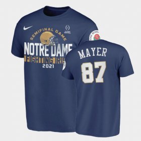 #87 Michael Mayer 2021 Rose Bowl Fighting Irish Men's Blue T-Shirt 151942-205