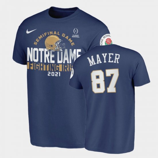 #87 Michael Mayer 2021 Rose Bowl Fighting Irish Men\'s Blue T-Shirt 151942-205