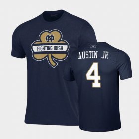#4 Kevin Austin Jr 2021 Shamrock Series Notre Dame Performance Mens Navy T-Shirt 179716-729