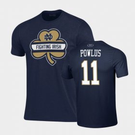 #11 Ron Powlus III 2021 Shamrock Series University of Notre Dame Performance Men Navy T-Shirt 978370-202