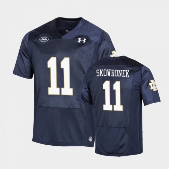 #11 Ben Skowronek Replica Notre Dame Under Armour College Football Playoff Men\'s Navy Jersey 476718-774
