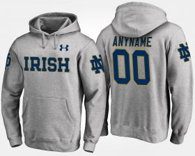 #00 Custom Name and Number Fighting Irish Men Gray Hoodie 927086-473