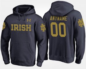 #00 Custom Name and Number Notre Dame Fighting Irish Mens Navy Hoodie 778747-598