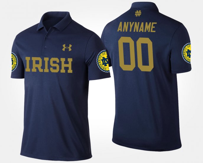 #00 Custom Name and Number University of Notre Dame Men Navy Polo 596227-827