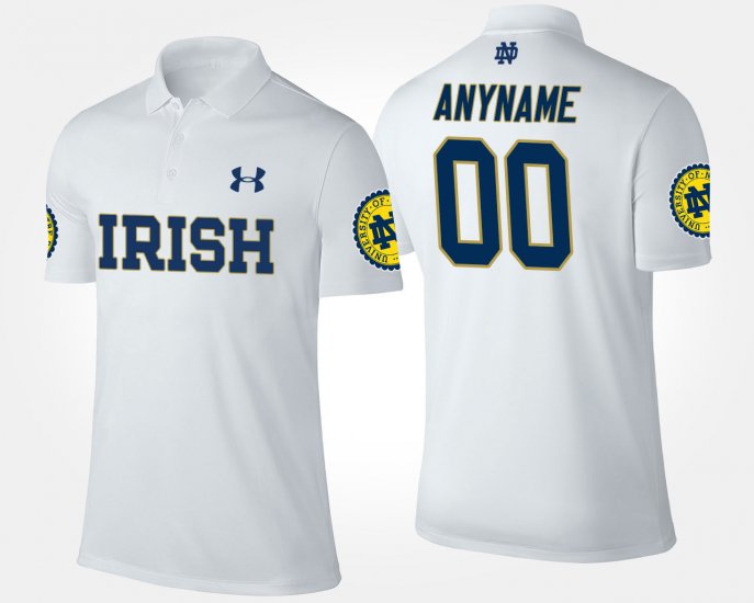 #00 Custom Name and Number Notre Dame Men White Polo 150956-246