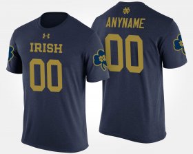 #00 Custom Name and Number University of Notre Dame Men Navy T-Shirt 518619-316