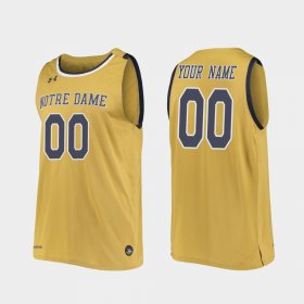 #00 Custom Replica Fighting Irish College Basketball Men's Gold Jersey 462361-351