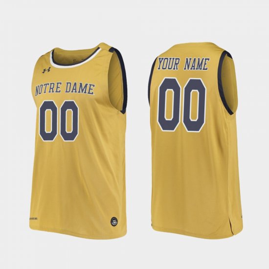#00 Custom Replica Fighting Irish College Basketball Men\'s Gold Jersey 462361-351