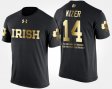 #14 DeShone Kizer Gold Limited Fighting Irish Short Sleeve With Message Mens Black T-Shirt 342678-749