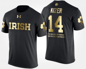 #14 DeShone Kizer Gold Limited Fighting Irish Short Sleeve With Message Mens Black T-Shirt 342678-749