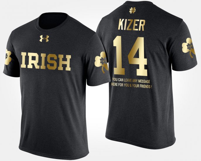 #14 DeShone Kizer Gold Limited Fighting Irish Short Sleeve With Message Mens Black T-Shirt 342678-749