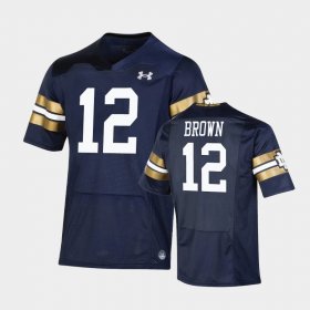 #12 DJ Brown 2021 Shamrock Series Notre Dame Replica Game Men Navy Jersey 873245-770
