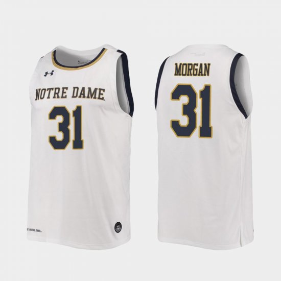 #31 Elijah Morgan Replica Irish 2019-20 College Basketball Men\'s White Jersey 277532-766
