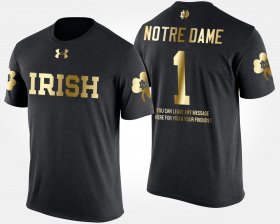 #1 Gold Limited Notre Dame No.1 Short Sleeve With Message Mens Black T-Shirt 367151-597