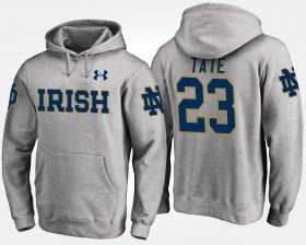 #23 Golden Tate Name and Number Fighting Irish Mens Gray Hoodie 786974-487