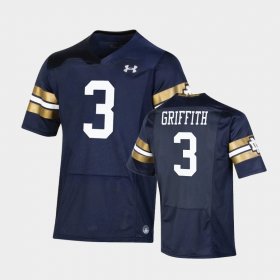 #3 Houston Griffith 2021 Shamrock Series UND Premier Game Men's Navy Jersey 722745-354