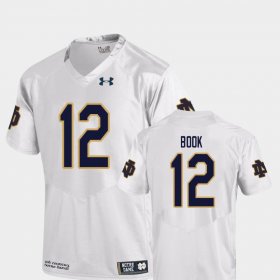 #12 Ian Book College Football Irish Replica Men's White Jersey 897129-709
