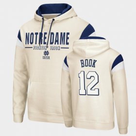 #12 Ian Book Fortress Fighting Irish Pullover Mens Cream Hoodie 236960-326