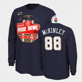 #88 Javon McKinley 2021 Rose Bowl Notre Dame Fighting Irish Illustrated Long Sleeve Men's Navy T-Shirt 768788-910