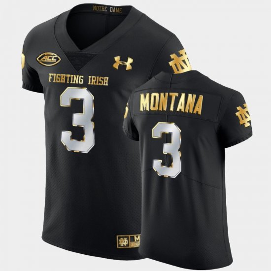 #3 Joe Montana Golden Edition University of Notre Dame 2020-21 Authentic Mens Black Jersey 608151-737