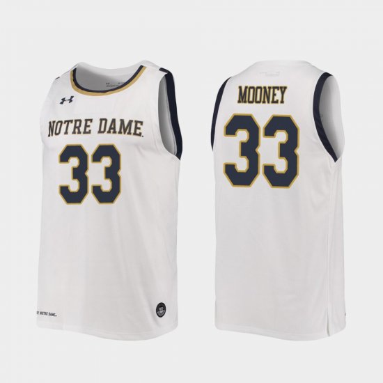 #33 John Mooney Replica University of Notre Dame 2019-20 College Basketball Men White Jersey 442767-479