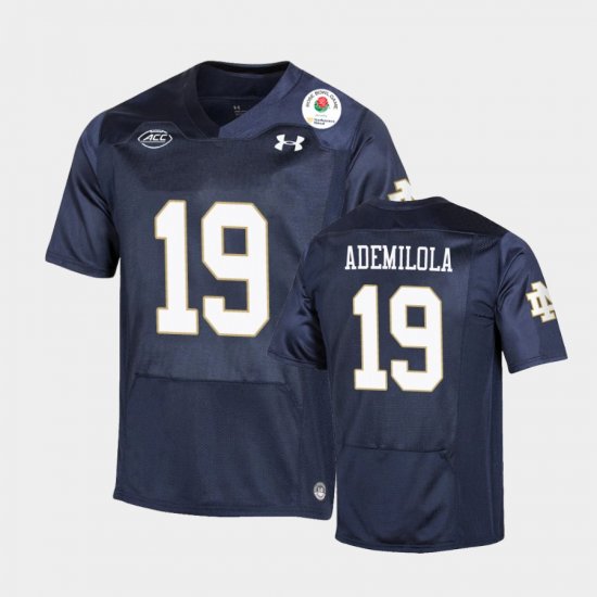 #19 Justin Ademilola 2021 Rose Bowl UND College Football Men\'s Navy Jersey 743437-290
