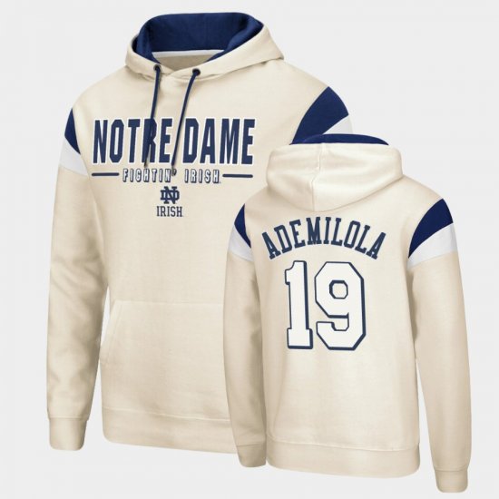 #19 Justin Ademilola Fortress Notre Dame Pullover Men Cream Hoodie 582670-117