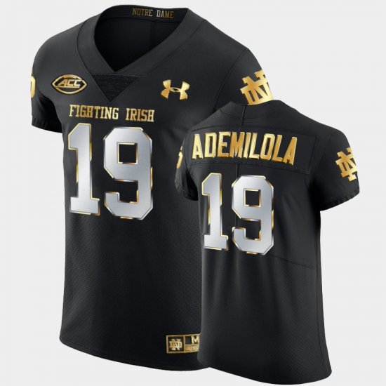 #19 Justin Ademilola Golden Edition Fighting Irish 2020-21 Authentic Men\'s Black Jersey 987291-742