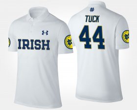 #44 Justin Tuck Name and Number Fighting Irish Men White Polo 432452-880