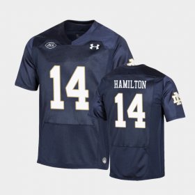 #14 Kyle Hamilton Replica UND Under Armour College Football Playoff Men Navy Jersey 179271-175