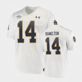 #14 Kyle Hamilton Replica UND Under Armour College Football Playoff Mens White Jersey 782531-613