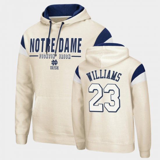 #23 Kyren Williams Fortress University of Notre Dame Pullover Men Cream Hoodie 831422-150