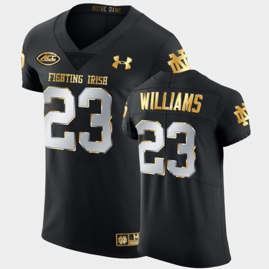 #23 Kyren Williams Golden Edition University of Notre Dame 2020-21 Authentic Mens Black Jersey 495312-231