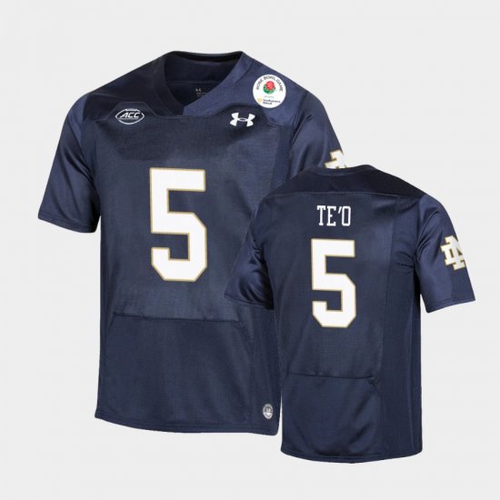 #5 Manti Te\'o 2021 Rose Bowl Notre Dame College Football Men\'s Navy Jersey 483779-888