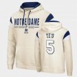 #5 Manti Te'o Fortress UND Pullover Mens Cream Hoodie 471706-279