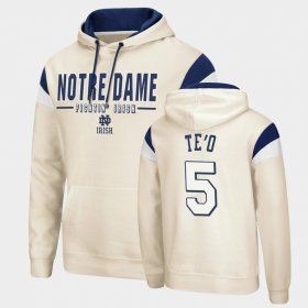 #5 Manti Te'o Fortress UND Pullover Mens Cream Hoodie 471706-279