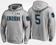 #5 Manti Te'o Name and Number Fighting Irish Men's Gray Hoodie 893056-872