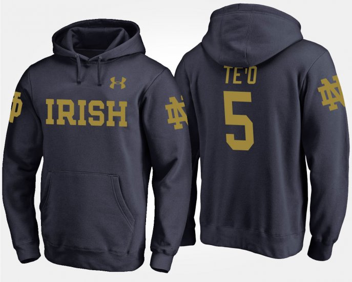 #5 Manti Te\'o Name and Number Notre Dame Fighting Irish Men Navy Hoodie 629004-388