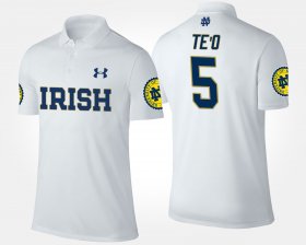#5 Manti Te'o Name and Number Notre Dame Fighting Irish Men's White Polo 617587-657