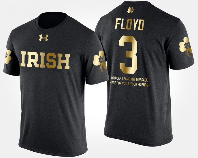 #3 Michael Floyd Gold Limited Notre Dame Fighting Irish Short Sleeve With Message Men\'s Black T-Shirt 895402-798