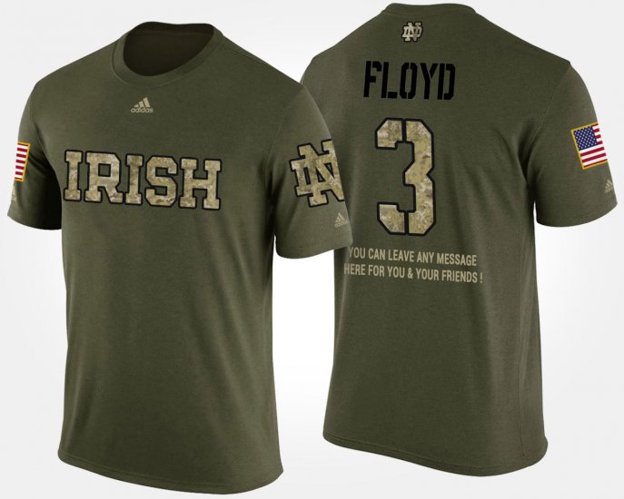 #3 Michael Floyd Military University of Notre Dame Short Sleeve With Message Men\'s Camo T-Shirt 942712-736