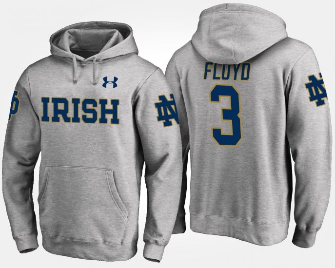 #3 Michael Floyd Name and Number University of Notre Dame Men\'s Gray Hoodie 517166-701