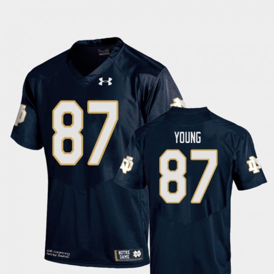 #87 Michael Young College Football Notre Dame Fighting Irish Replica Mens Navy Jersey 821096-730