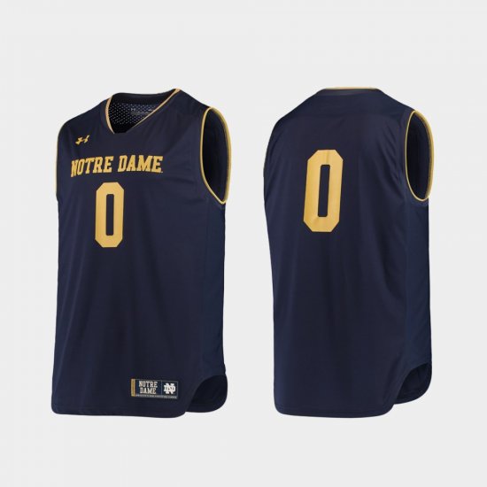 #0 College Basketball Fighting Irish Replica Men\'s Navy Gold Jersey 851170-925