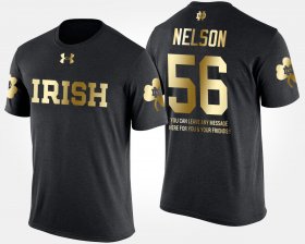 #56 Quenton Nelson Gold Limited University of Notre Dame Short Sleeve With Message Men's Black T-Shirt 370692-737