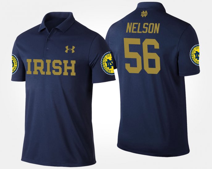#56 Quenton Nelson Name and Number University of Notre Dame Men\'s Navy Polo 215509-480