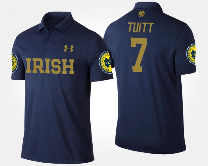 #7 Stephon Tuitt Name and Number Notre Dame Men\'s Navy Polo 473106-192